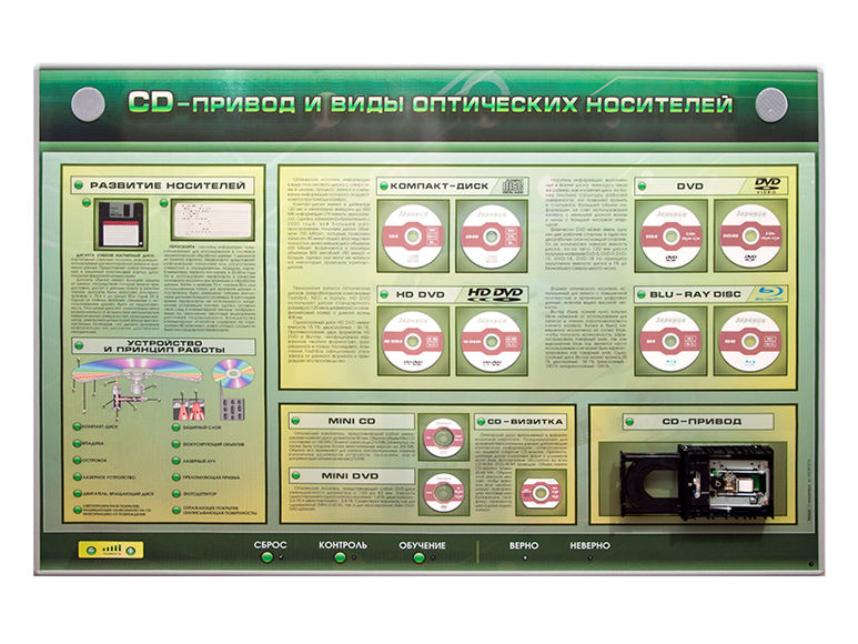 Электрифицированный информационный стенд-тренажер «CD- привод и виды оптических носителей» с функцие